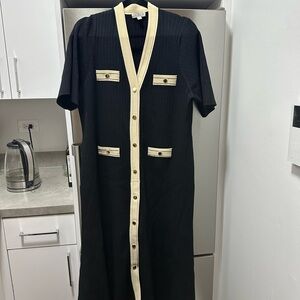 J Crew Black and Cream Midi Dress size 2XL